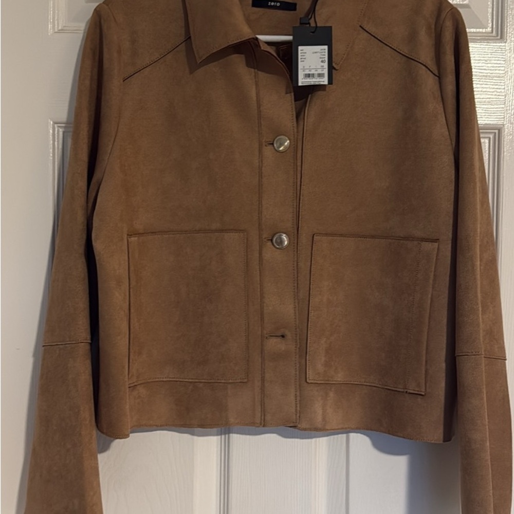Tan Suede Look Women's Jacket sz10 NWT